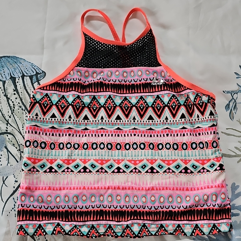 Gerry Coral & Black Geometric Tankini, Girls Size 16